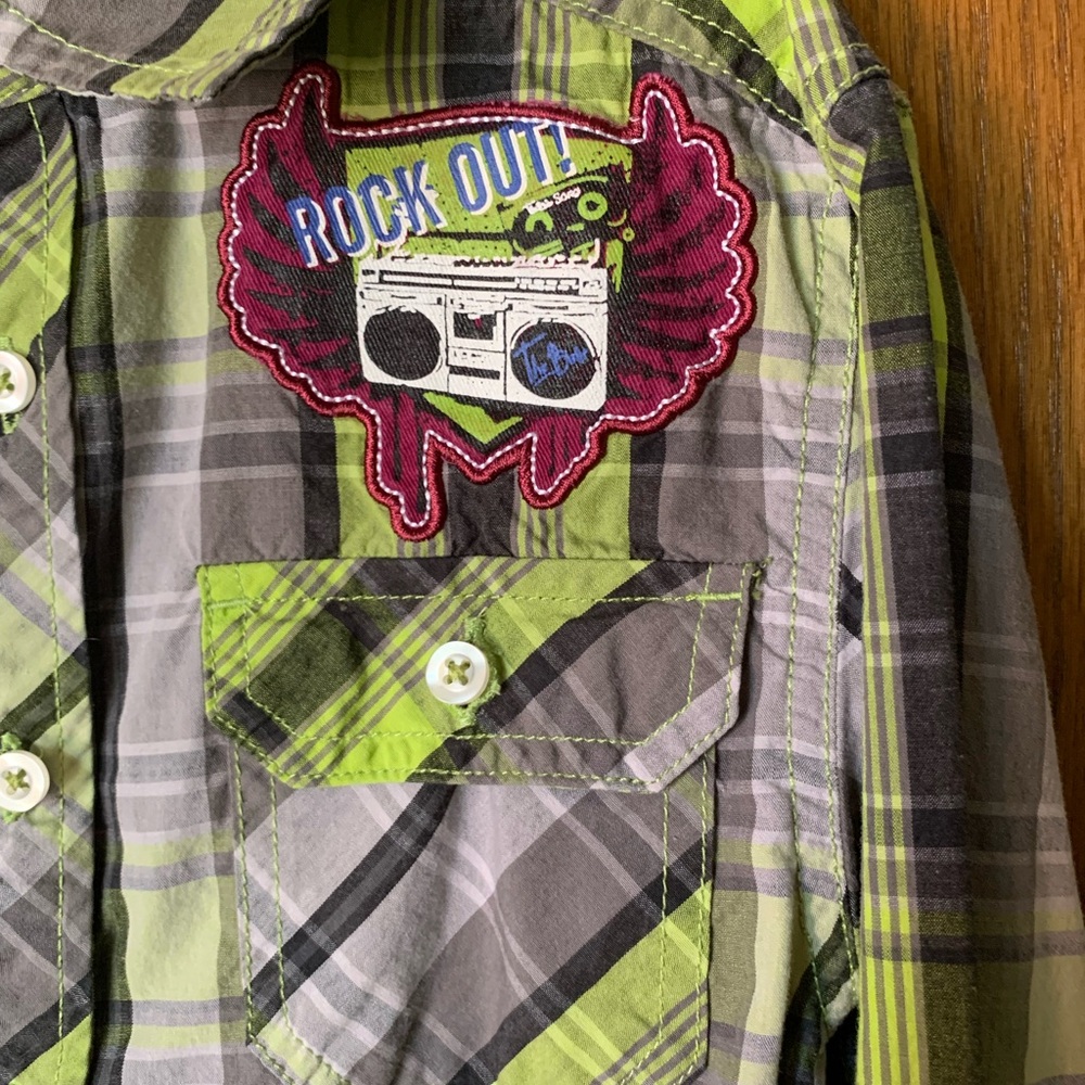 Faded Glory Boys Plaid Button-Up Shirt – Size M (8) - Picture 4 of 9
